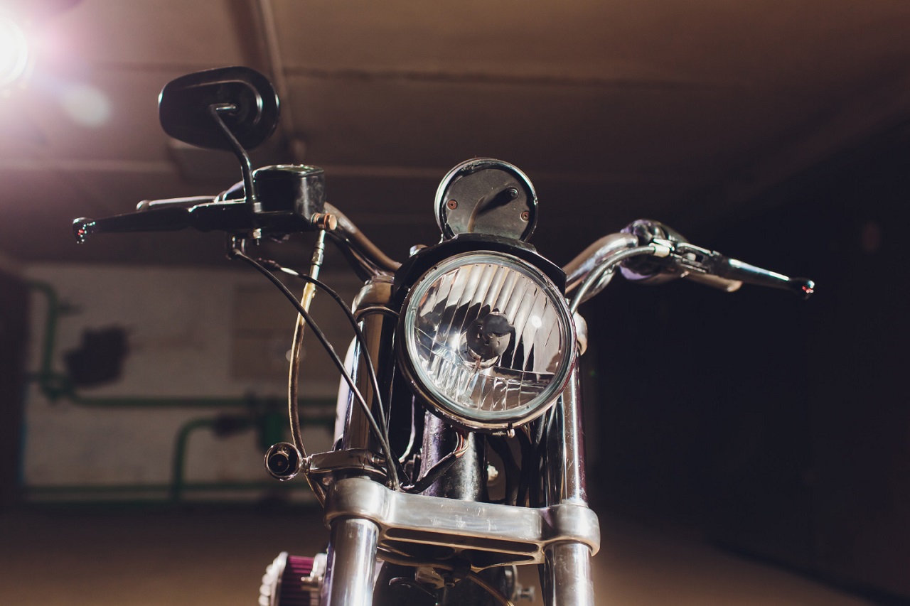 stored classic motorcycle